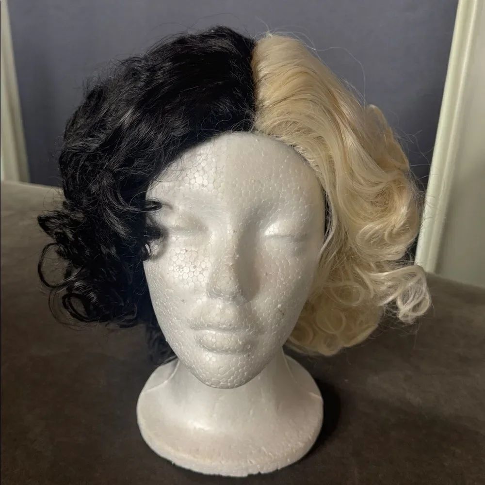 Women’s Black & White Halloween Costume Cosplay Wig One Size NEW